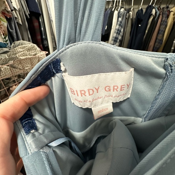 Birdy Grey Dusty Blue Chiffon Halter Bridesmaid Dress - Picture 4 of 4